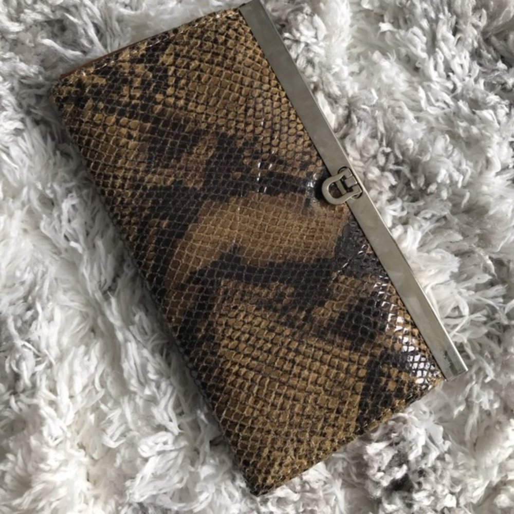 Brown and Tan accordian clutch wallet